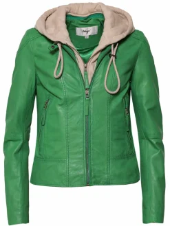 Maze Blazer*Damen Lederjacke grün uni