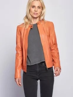 Maze Jacken & Westen*Damen Lederjacke orange uni