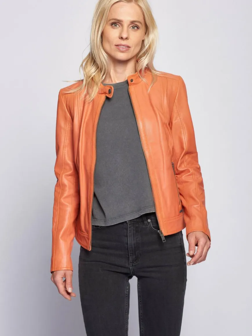 Maze Jacken & Westen*Damen Lederjacke orange uni