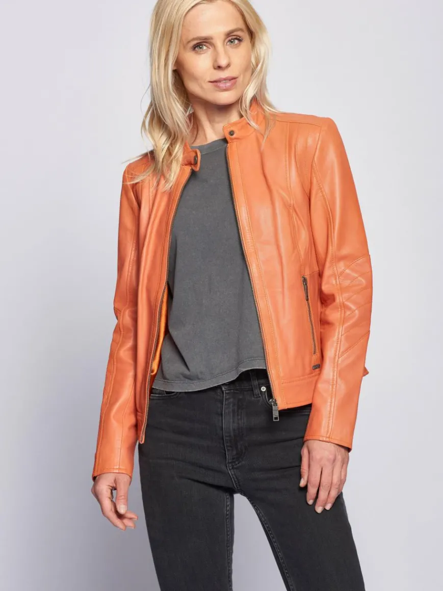 Maze Jacken & Westen*Damen Lederjacke orange uni