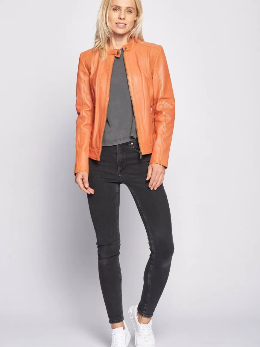 Maze Jacken & Westen*Damen Lederjacke orange uni