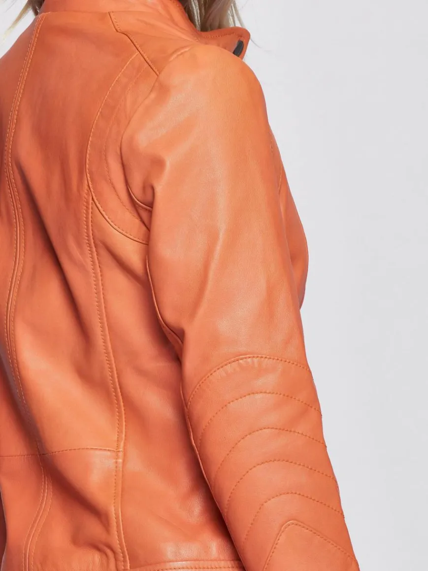 Maze Jacken & Westen*Damen Lederjacke orange uni
