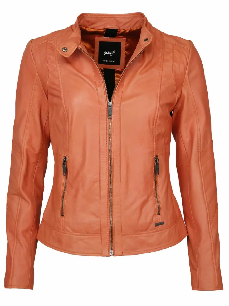 Maze Jacken & Westen*Damen Lederjacke orange uni