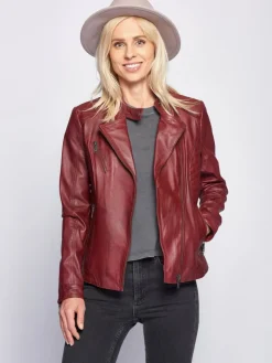 Maze Jacken & Westen*Damen Lederjacke bordeaux uni