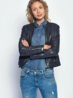 Maze Jacken & Westen*Damen Lederjacke blau uni