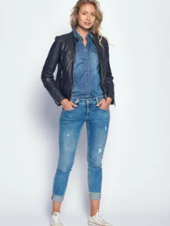 Maze Jacken & Westen*Damen Lederjacke blau uni