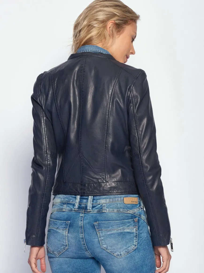 Maze Jacken & Westen*Damen Lederjacke blau uni