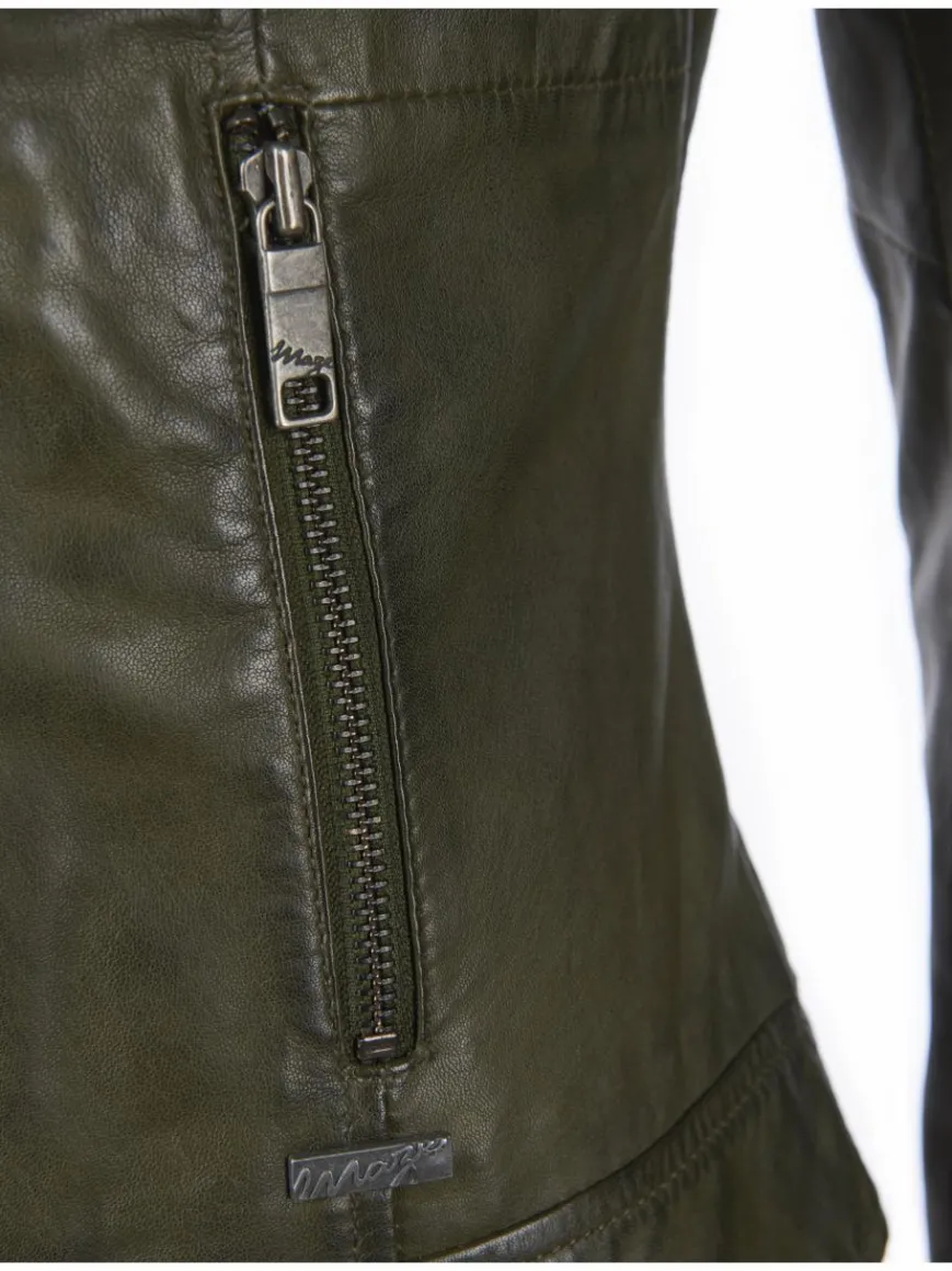 Maze Jacken & Westen*Damen Lederjacke grün uni