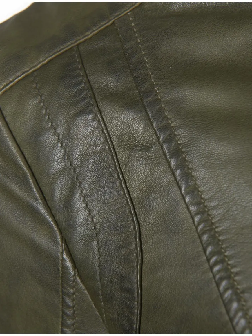 Maze Jacken & Westen*Damen Lederjacke grün uni