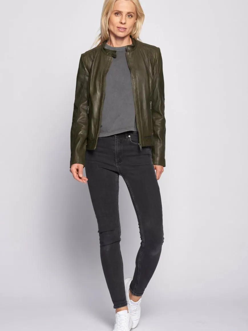 Maze Jacken & Westen*Damen Lederjacke grün uni