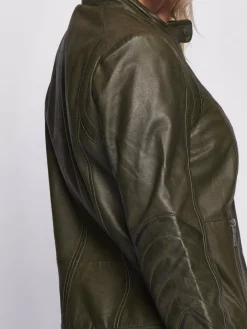 Maze Jacken & Westen*Damen Lederjacke grün uni