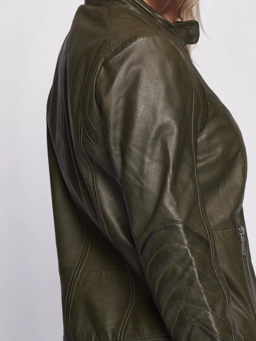 Maze Jacken & Westen*Damen Lederjacke grün uni