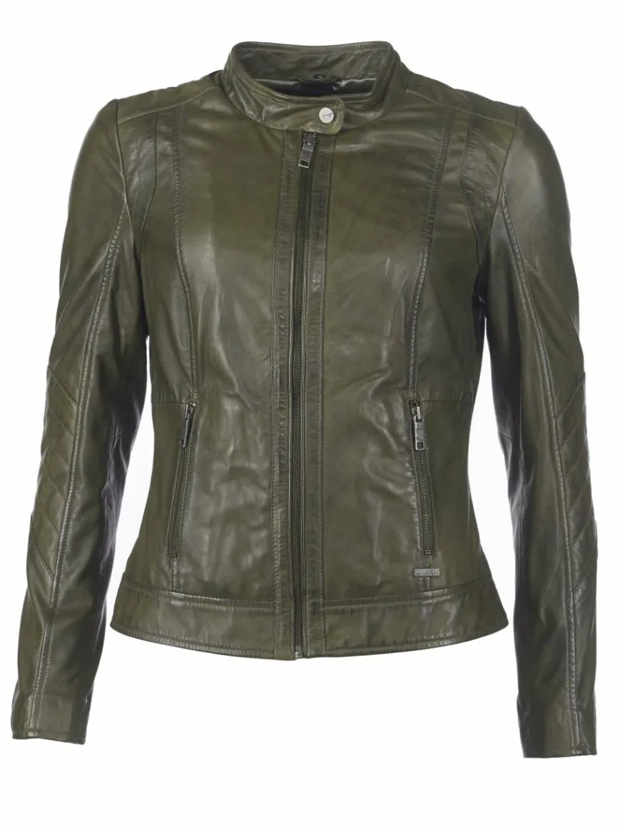 Maze Jacken & Westen*Damen Lederjacke grün uni