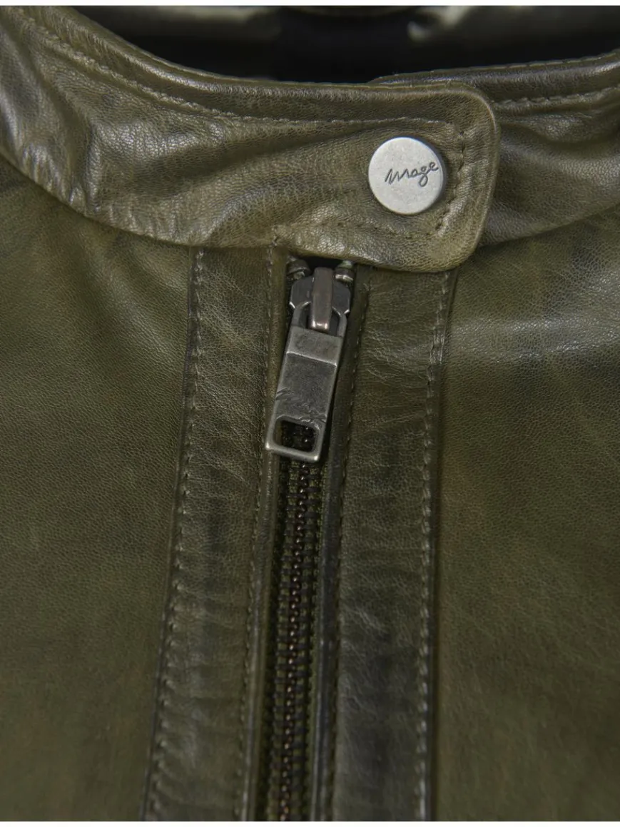 Maze Jacken & Westen*Damen Lederjacke grün uni