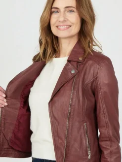 JCC Jacken & Westen*Damen Lederjacke rot uni