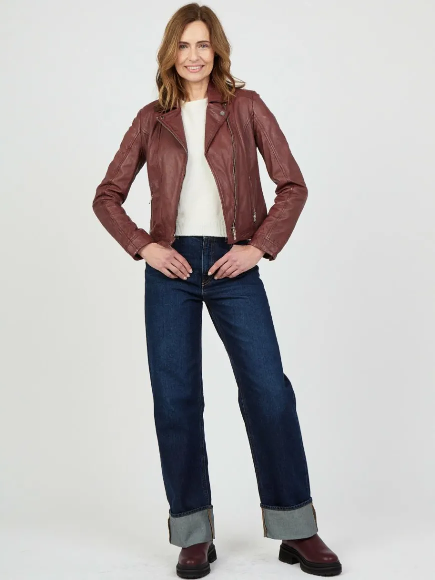 JCC Jacken & Westen*Damen Lederjacke rot uni