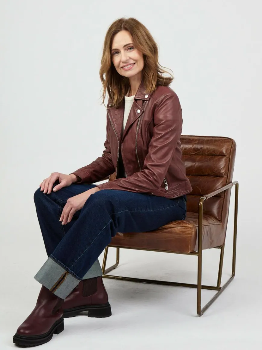 JCC Jacken & Westen*Damen Lederjacke rot uni