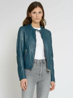 Maze Jacken & Westen*Damen Lederjacke blau uni
