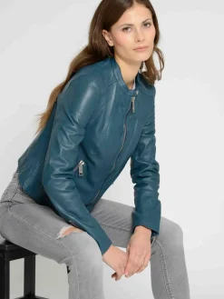 Maze Jacken & Westen*Damen Lederjacke blau uni