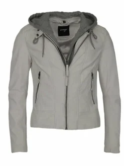 Maze Blazer*Damen Lederjacke hellgrau uni