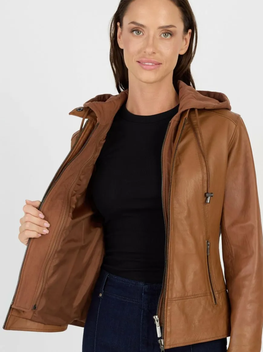 JCC Jacken & Westen*Damen Lederjacke cognac uni
