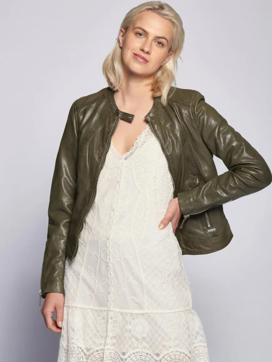 Maze Jacken & Westen*Damen Lederjacke grün uni