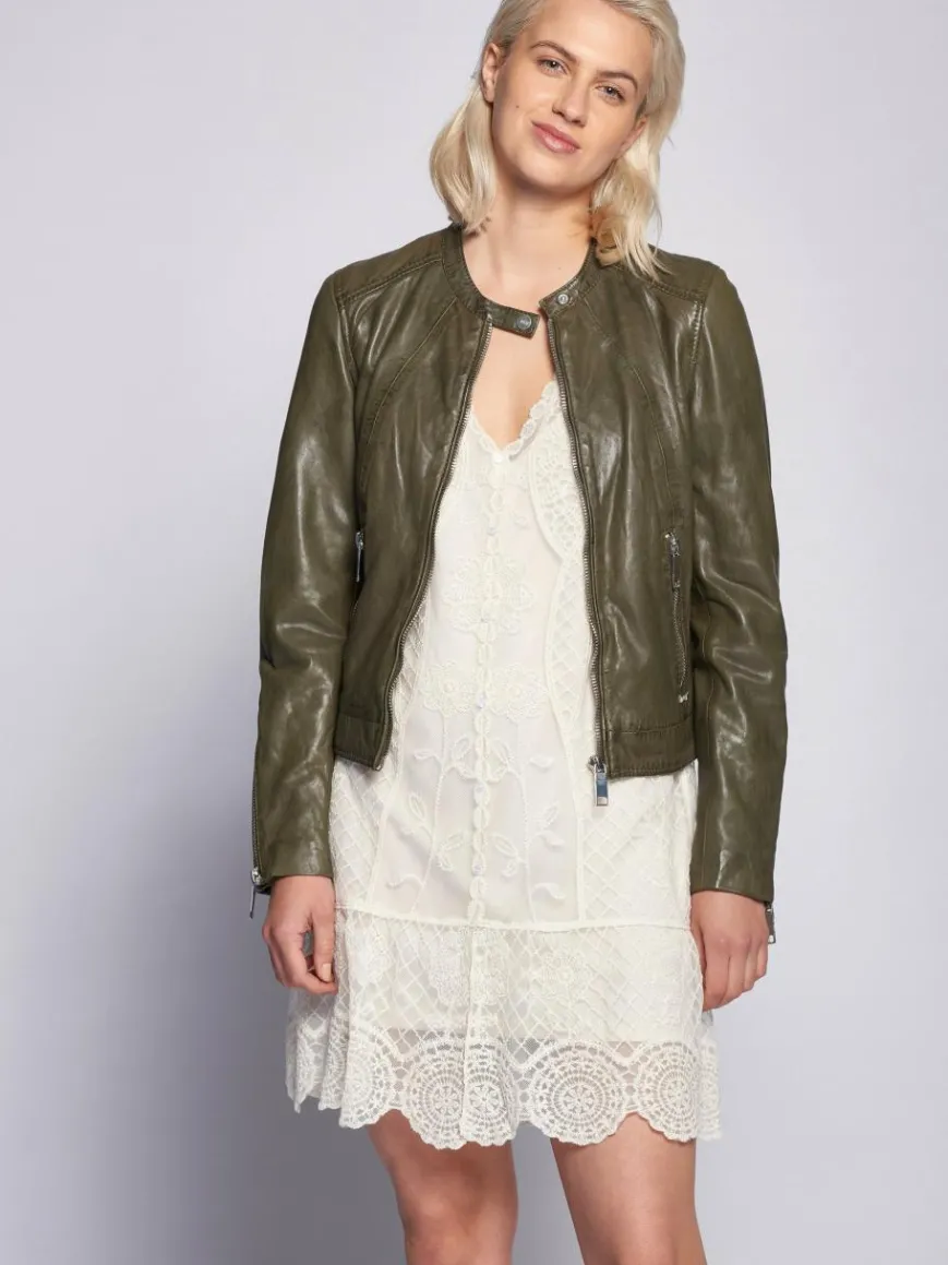 Maze Jacken & Westen*Damen Lederjacke grün uni