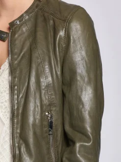 Maze Jacken & Westen*Damen Lederjacke grün uni