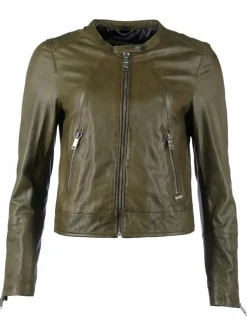 Maze Jacken & Westen*Damen Lederjacke grün uni
