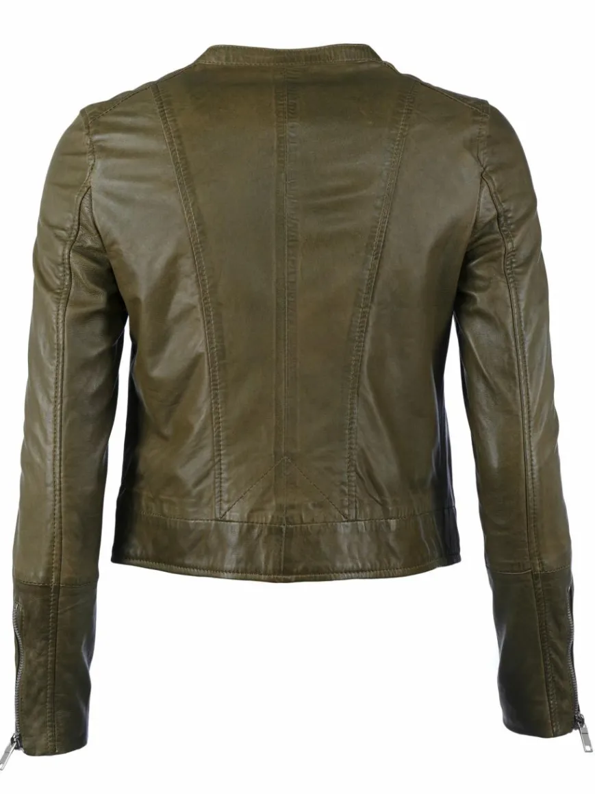 Maze Jacken & Westen*Damen Lederjacke grün uni