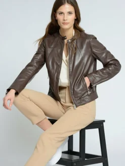 Maze Jacken & Westen*Damen Lederjacke braun uni