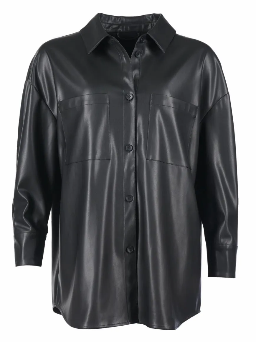 Mustang Jacken & Westen*Damen Lederjacke schwarz uni