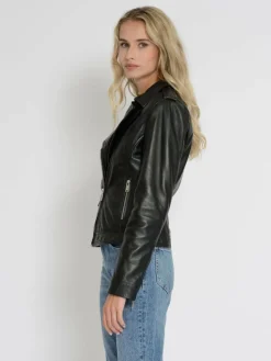 Mustang Blazer*Damen Lederjacke schwarz uni