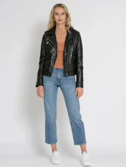 Mustang Blazer*Damen Lederjacke schwarz uni