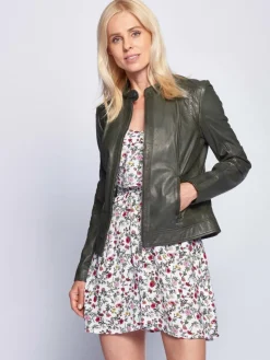 Maze Jacken & Westen*Damen Lederjacke grün uni