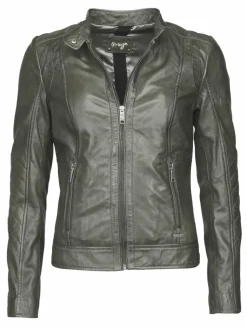 Maze Jacken & Westen*Damen Lederjacke grün uni