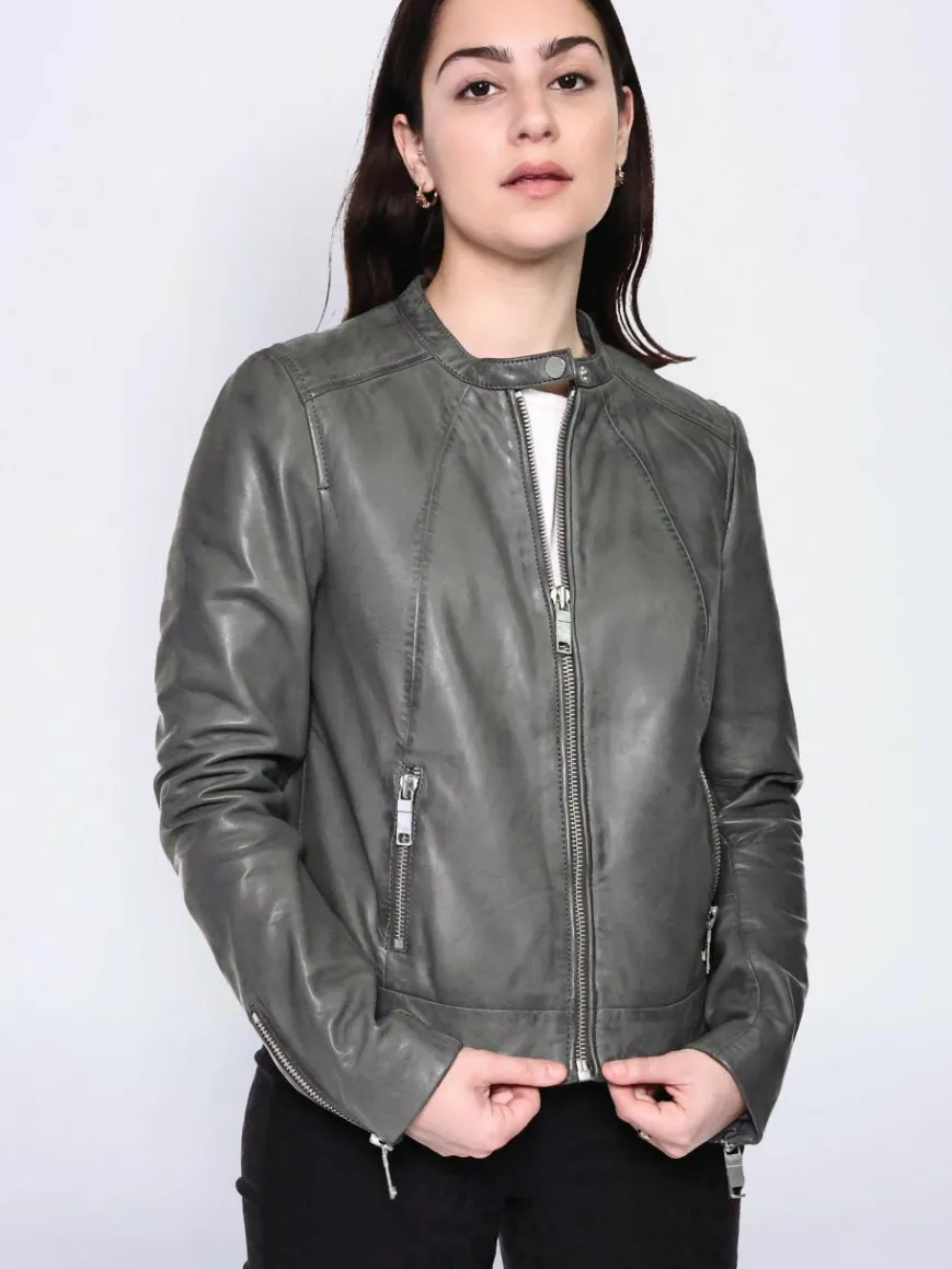 Maze Jacken & Westen*Damen Lederjacke grau uni