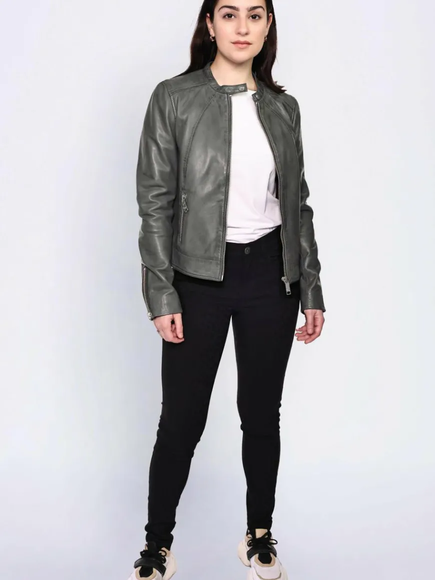 Maze Jacken & Westen*Damen Lederjacke grau uni