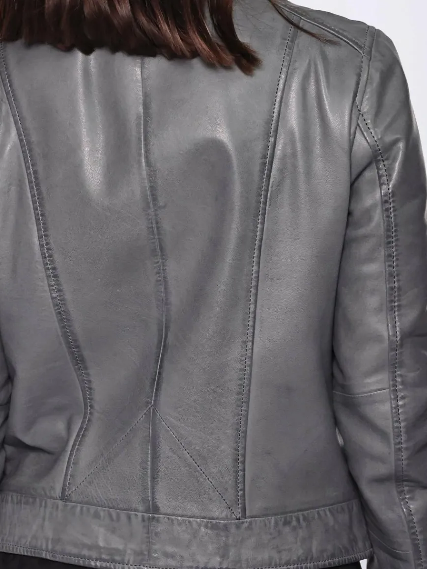 Maze Jacken & Westen*Damen Lederjacke grau uni