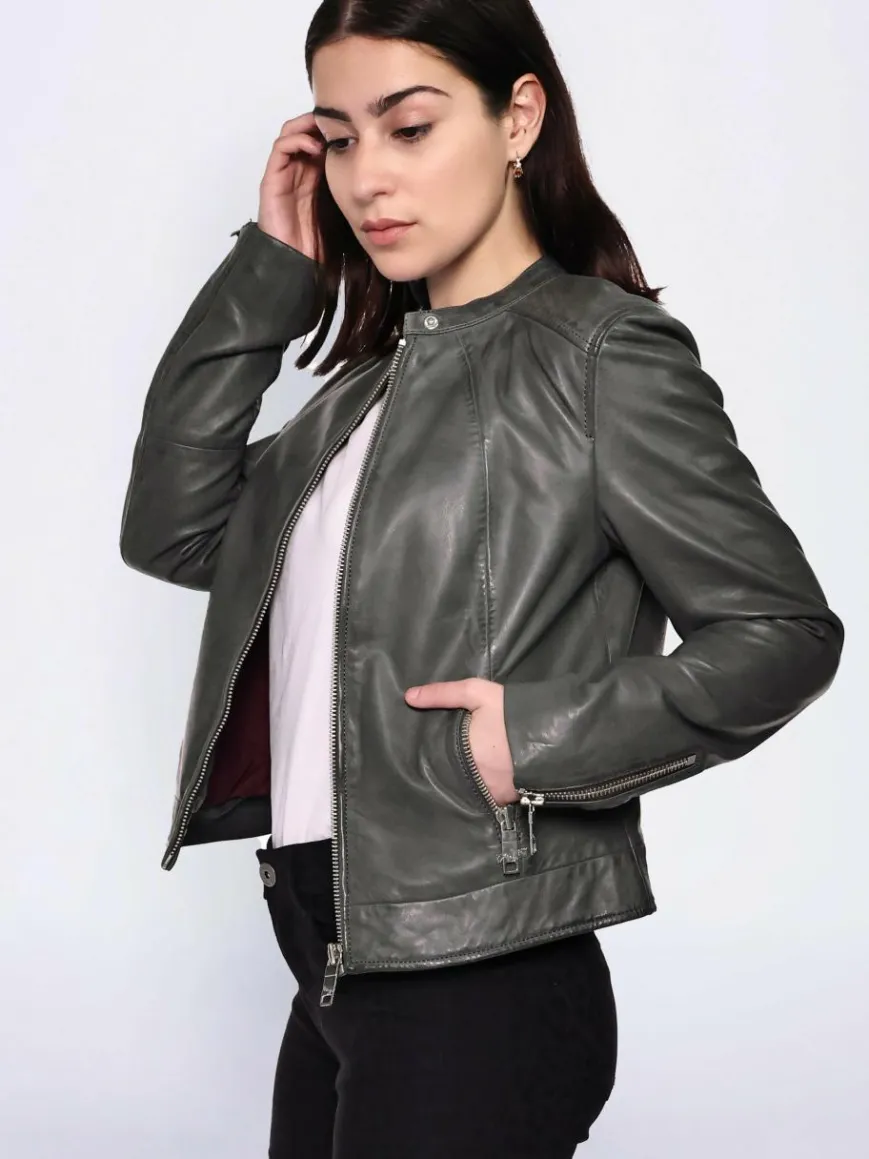 Maze Jacken & Westen*Damen Lederjacke grau uni