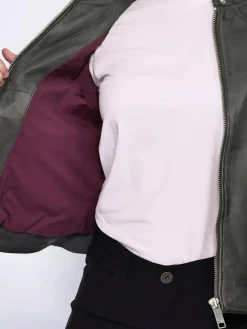 Maze Jacken & Westen*Damen Lederjacke grau uni