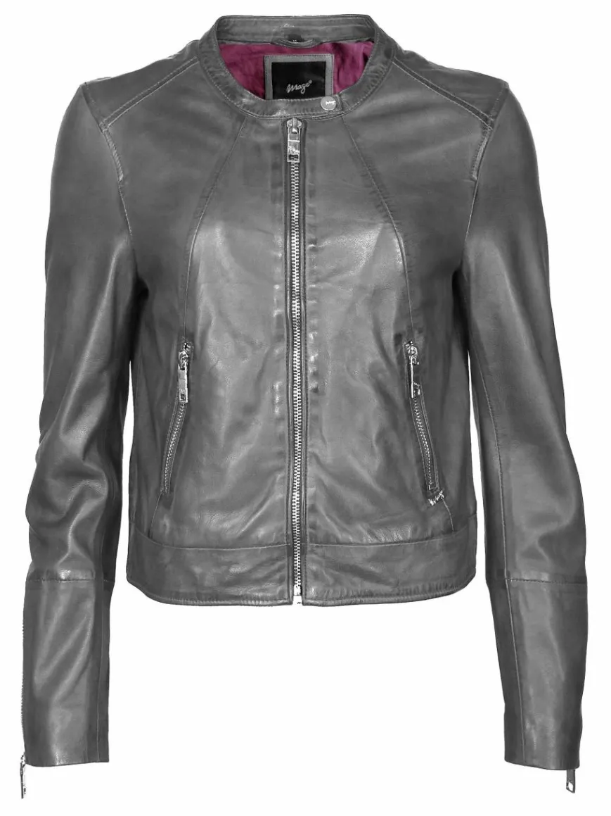 Maze Jacken & Westen*Damen Lederjacke grau uni