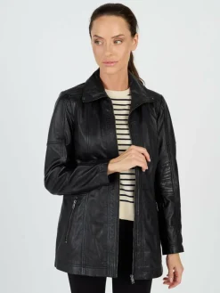 JCC Jacken & Westen*Damen Lederjacke schwarz uni