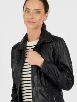JCC Jacken & Westen*Damen Lederjacke schwarz uni