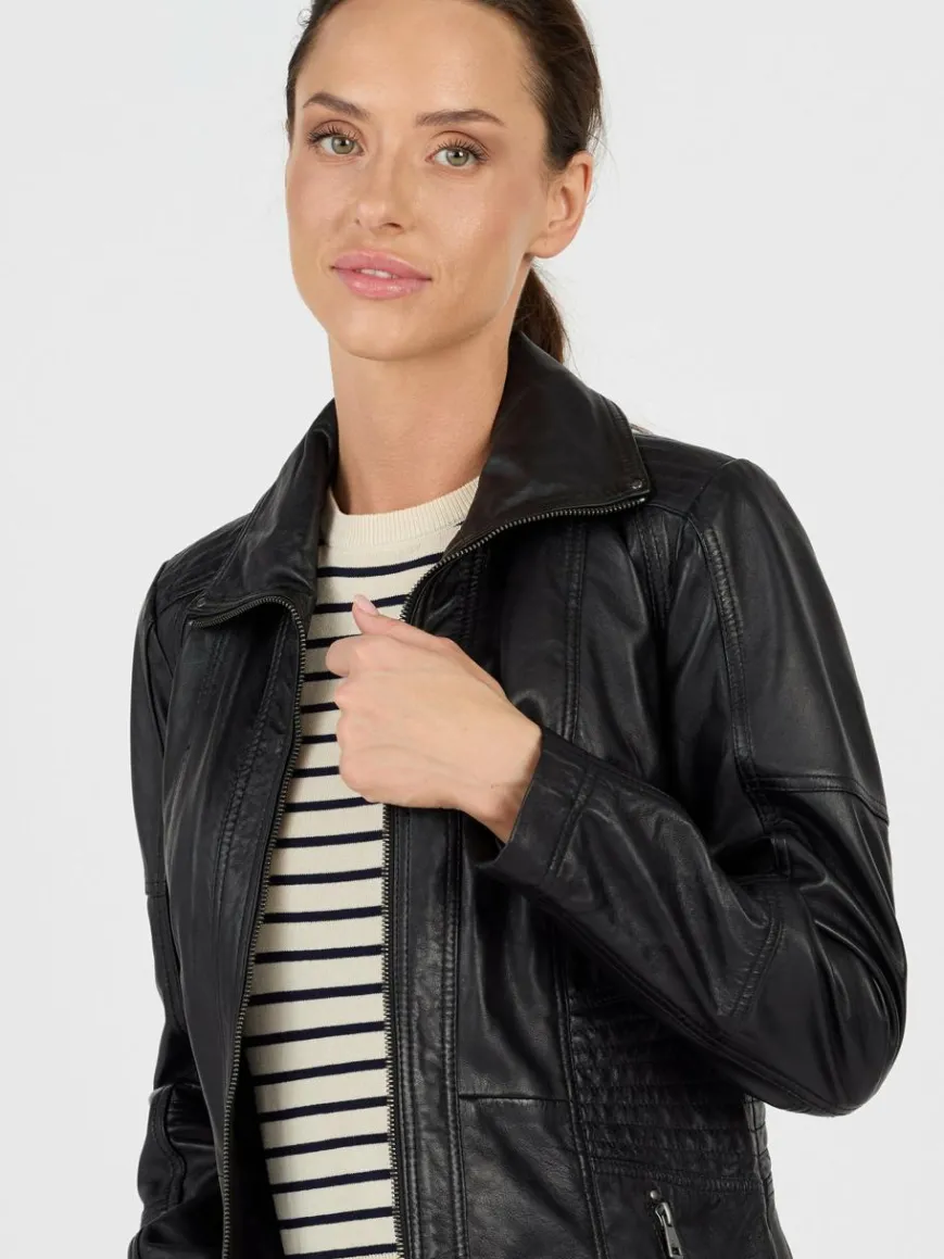 JCC Jacken & Westen*Damen Lederjacke schwarz uni