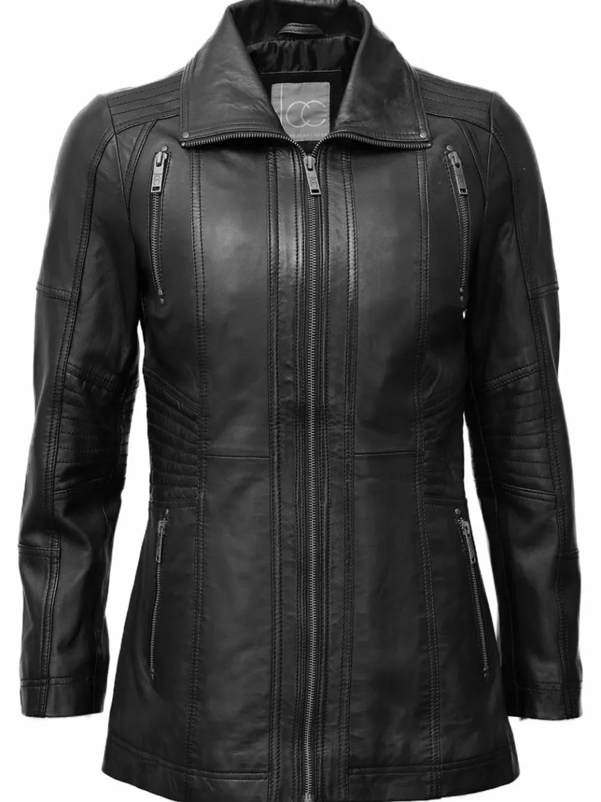 JCC Jacken & Westen*Damen Lederjacke schwarz uni