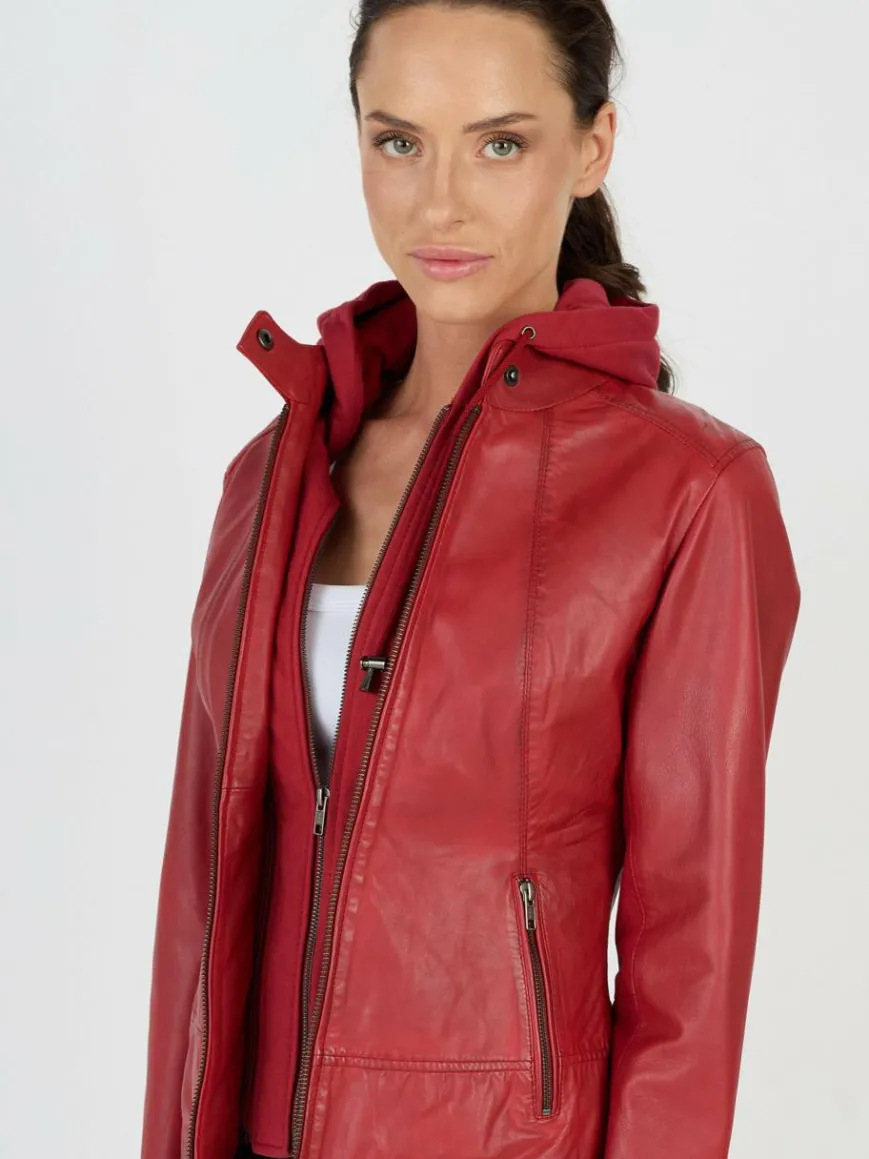 JCC Jacken & Westen*Damen Lederjacke rot uni
