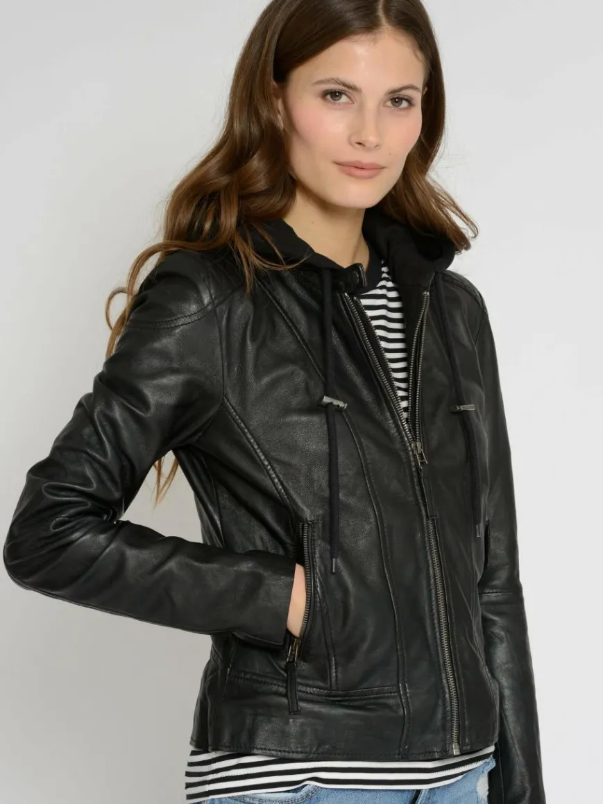 Maze Blazer*Damen Lederjacke schwarz uni