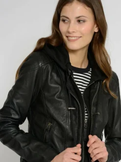 Maze Blazer*Damen Lederjacke schwarz uni