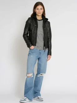 Maze Blazer*Damen Lederjacke schwarz uni